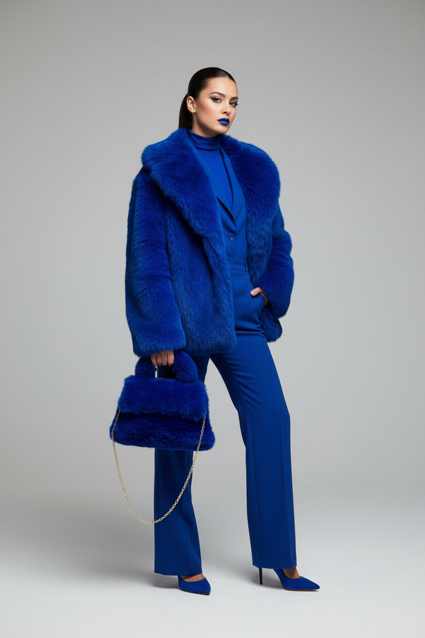 Royal Blue - Fur Hand Bags