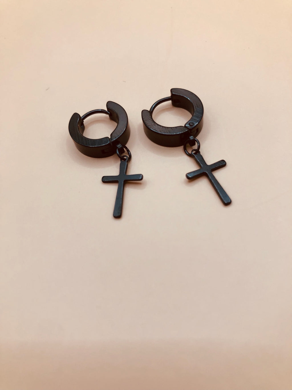 Small cross hoop - men earring