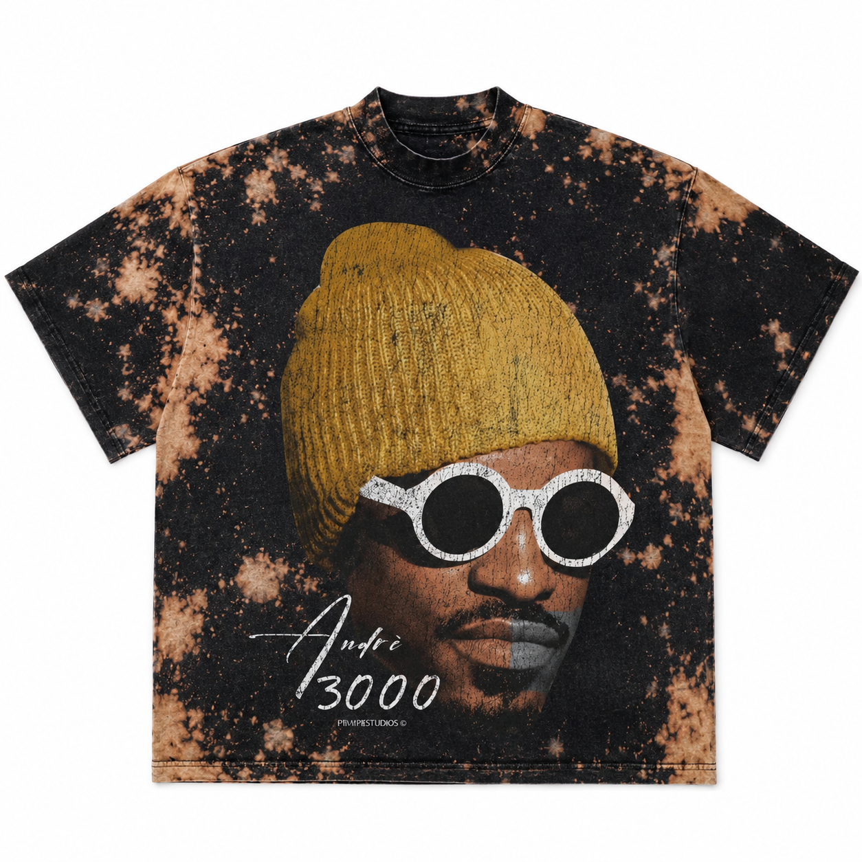 Andre 3000 Graphic Tshirt bleach dyed