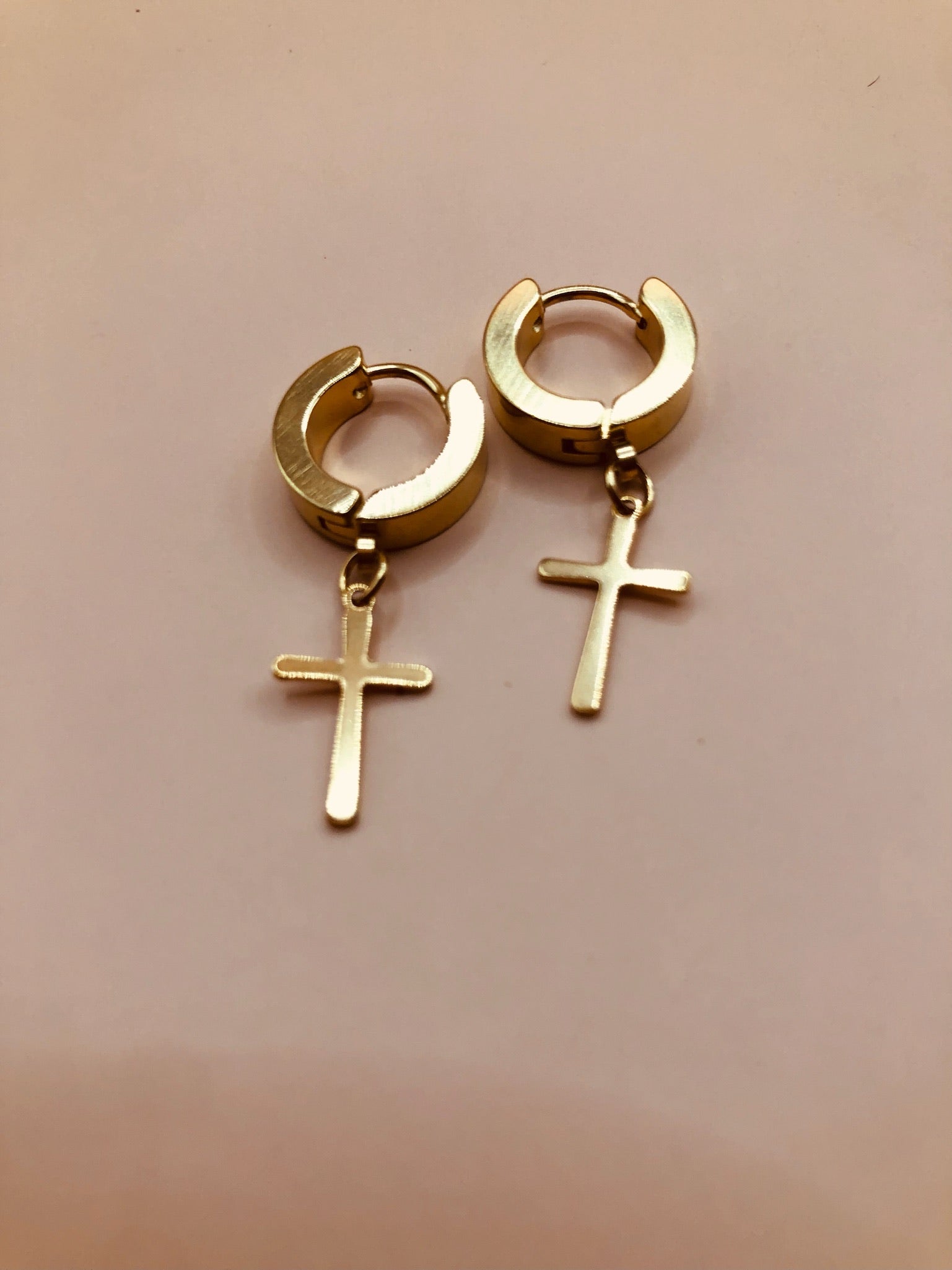 Small cross hoop - men earring