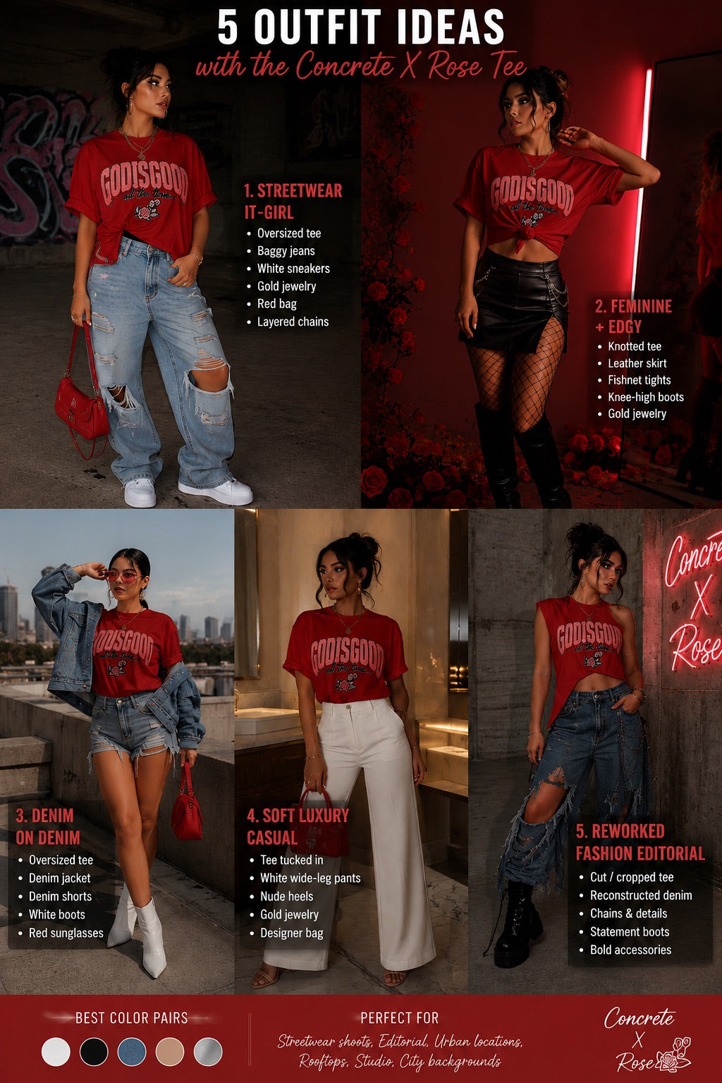 God is Good - Rose Red Tshirt