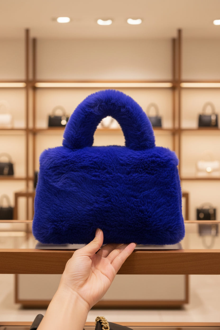 Royal Blue - Fur Hand Bags