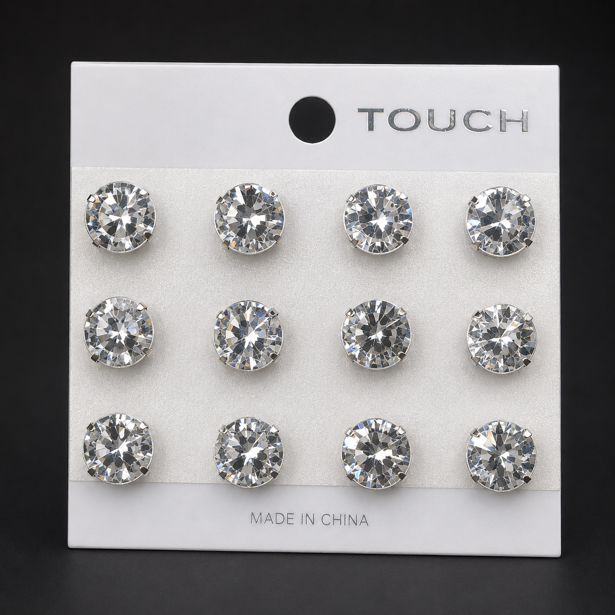Silver (Nickel Free) - 12 piece Stud Earrings