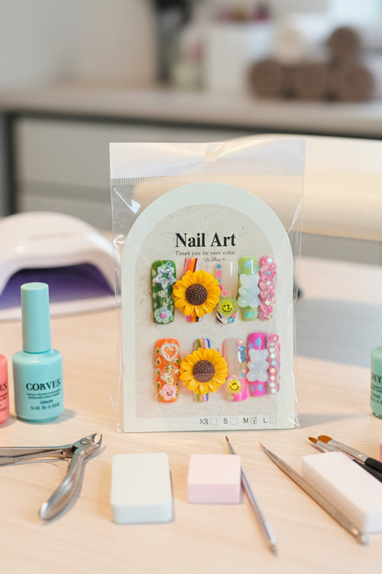 Sunflower Fantasy - 3D Press On Nails (Medium)