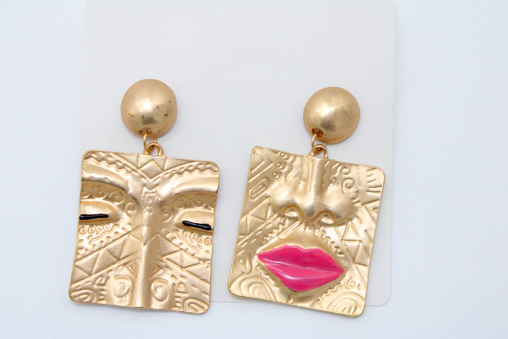 Aztec Gold Face - Eartrings