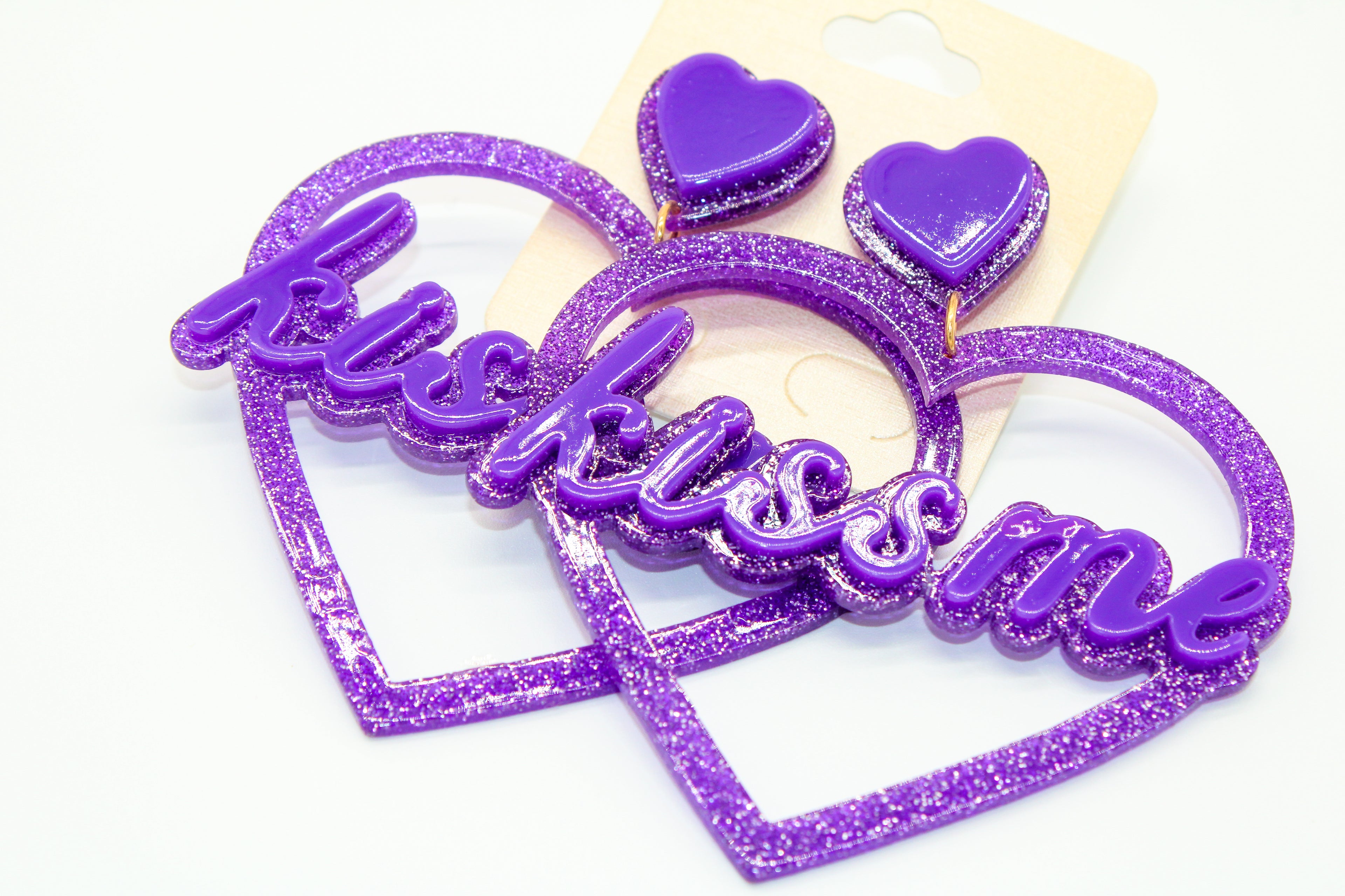 purple heart kiss me - earrings