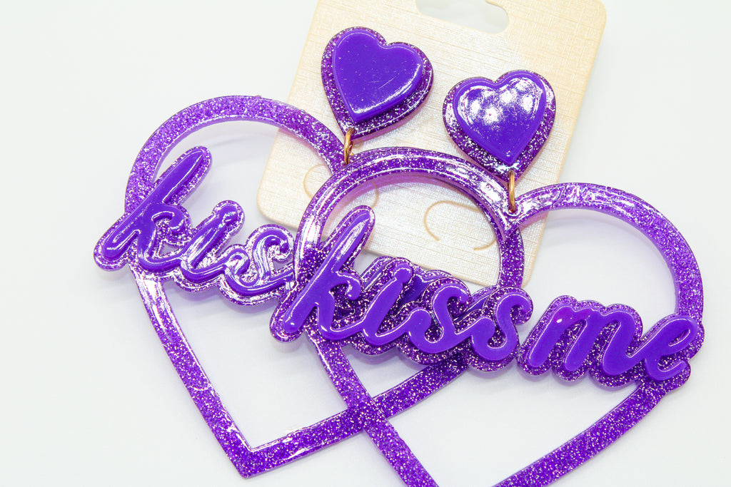 purple heart kiss me - earrings