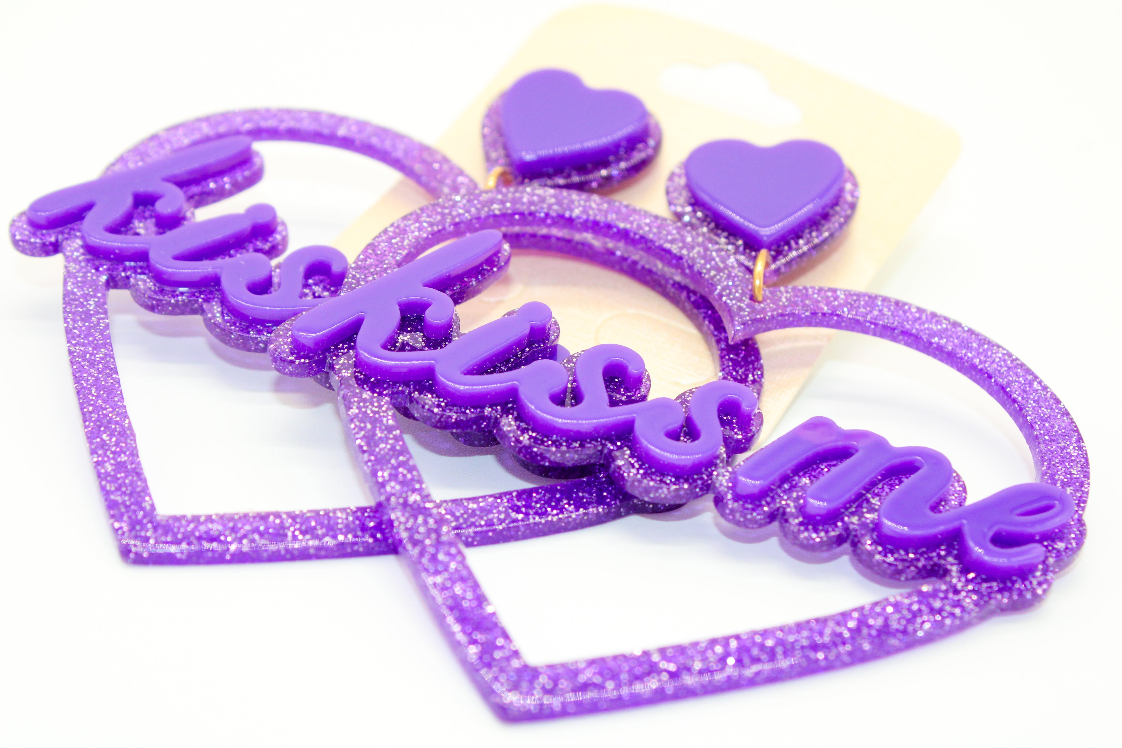 purple heart kiss me - earrings