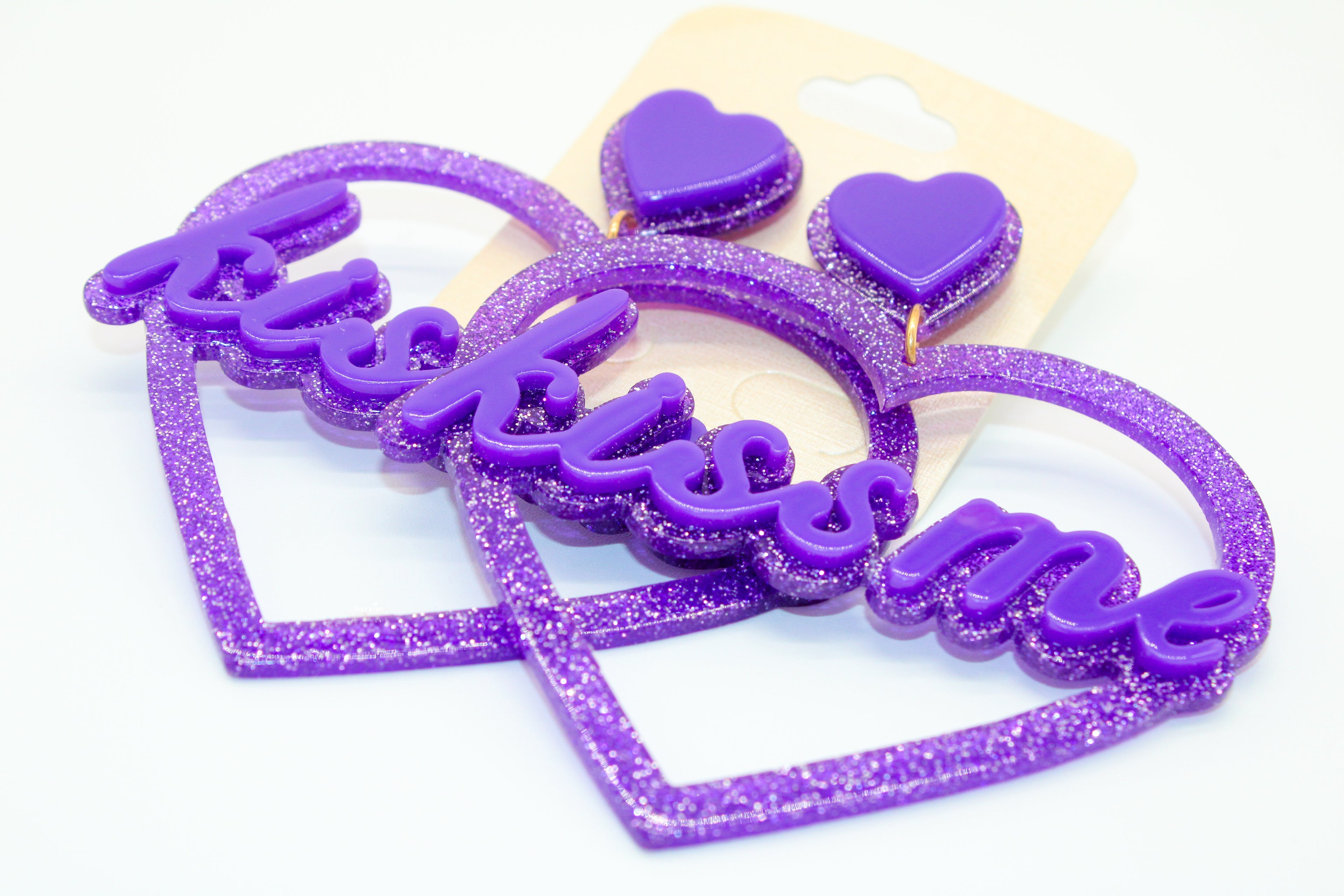 purple heart kiss me - earrings