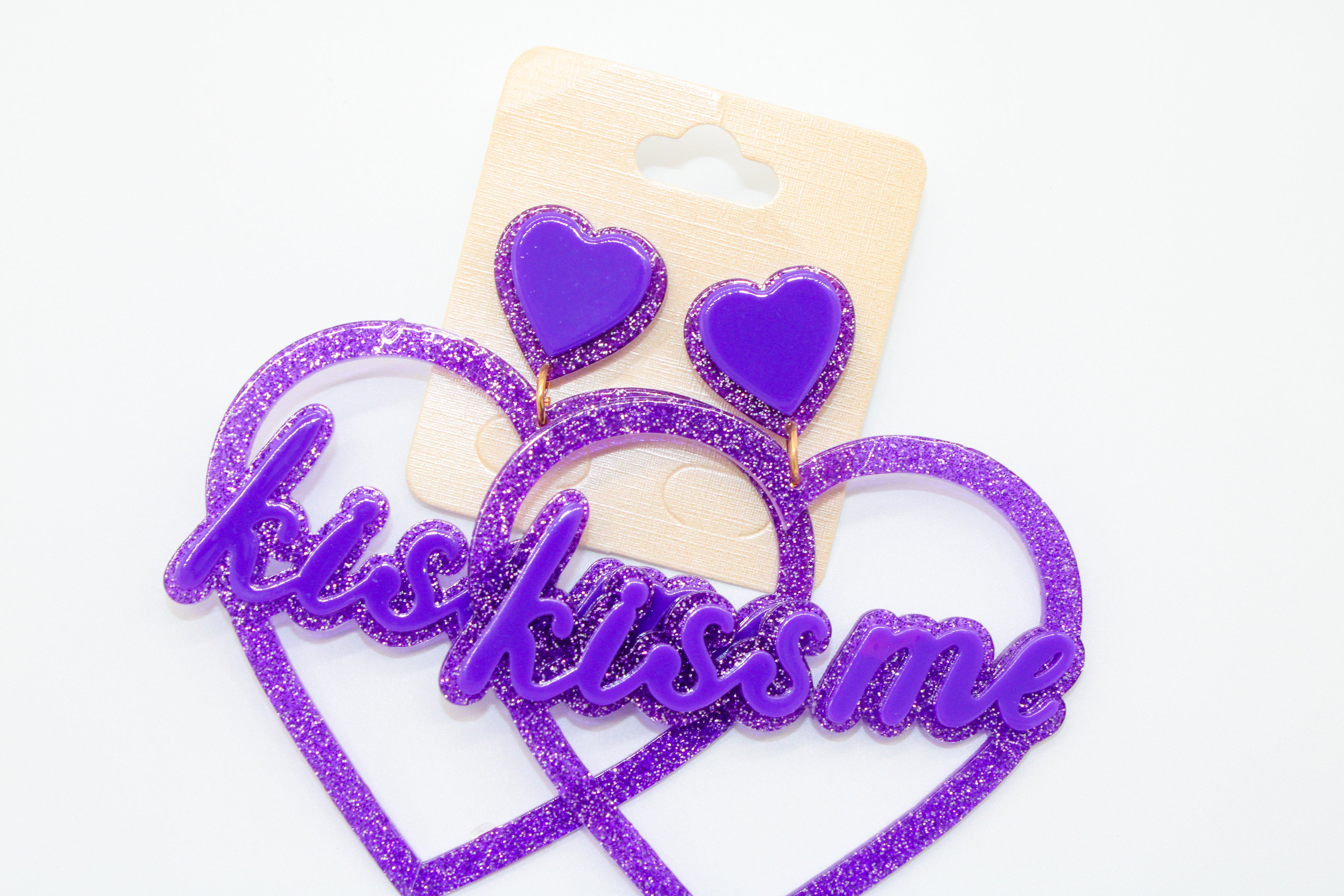 purple heart kiss me - earrings