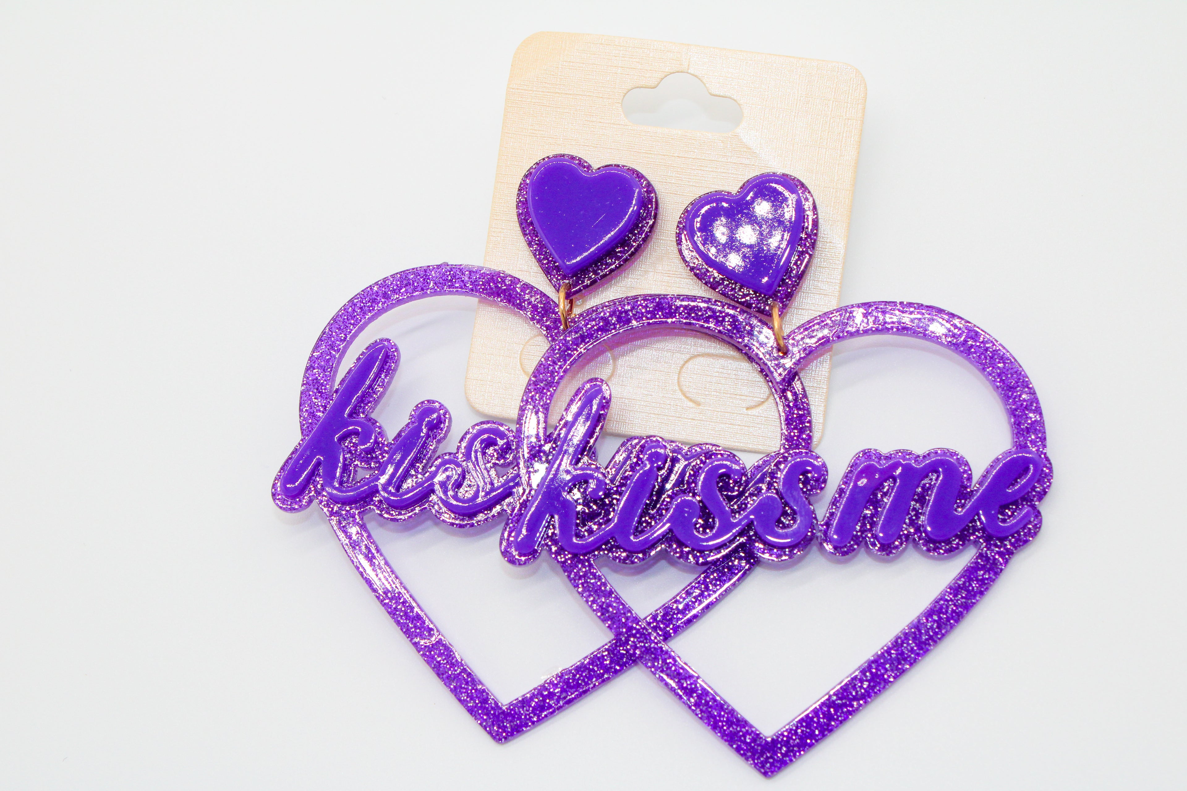 purple heart kiss me - earrings