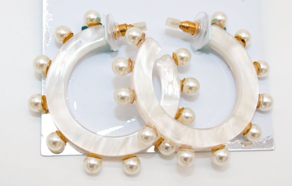 pearl spike -hoop earrings
