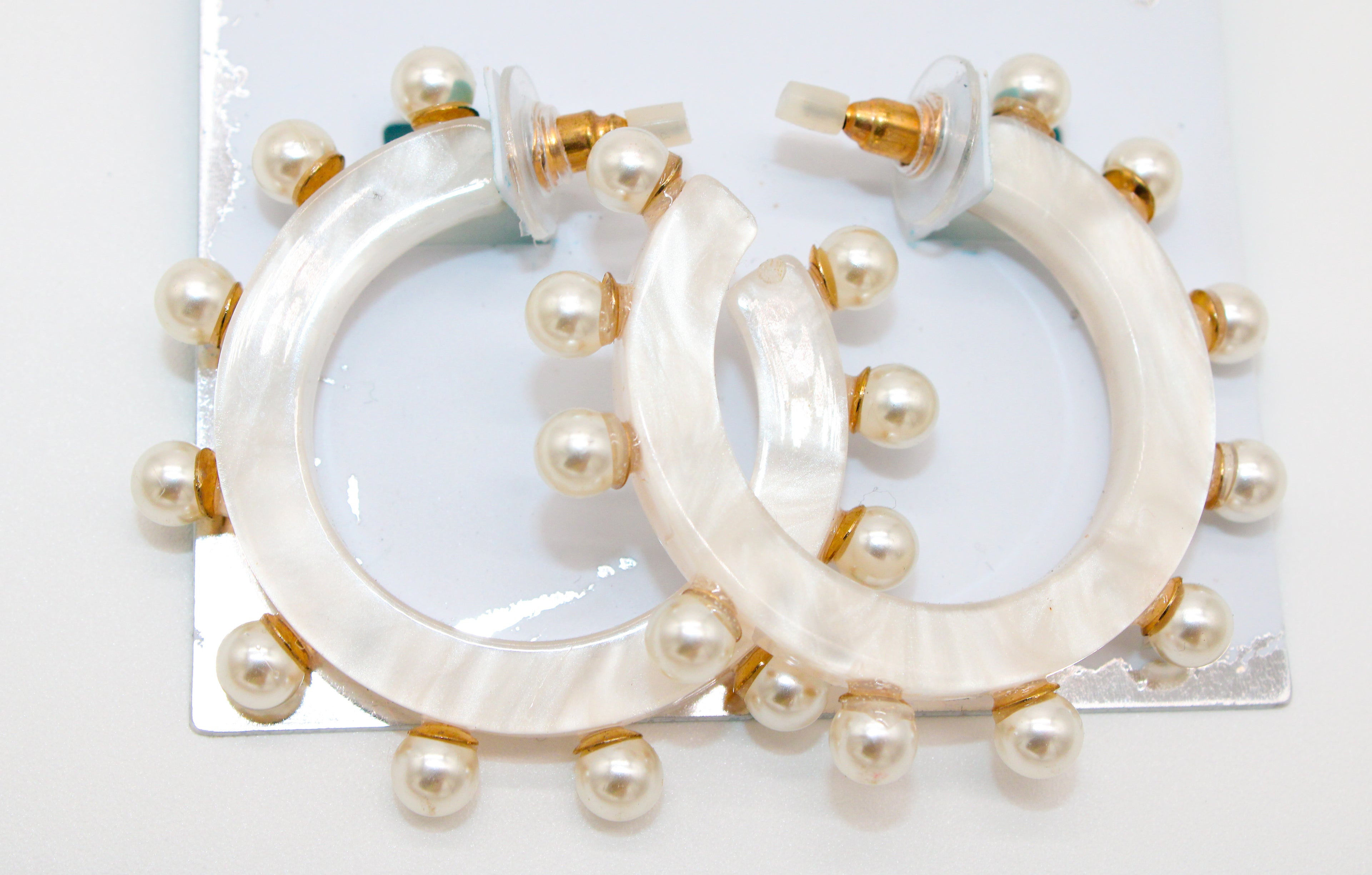 pearl spike -hoop earrings