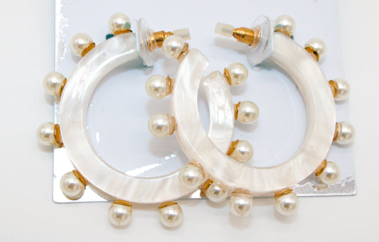 pearl spike -hoop earrings
