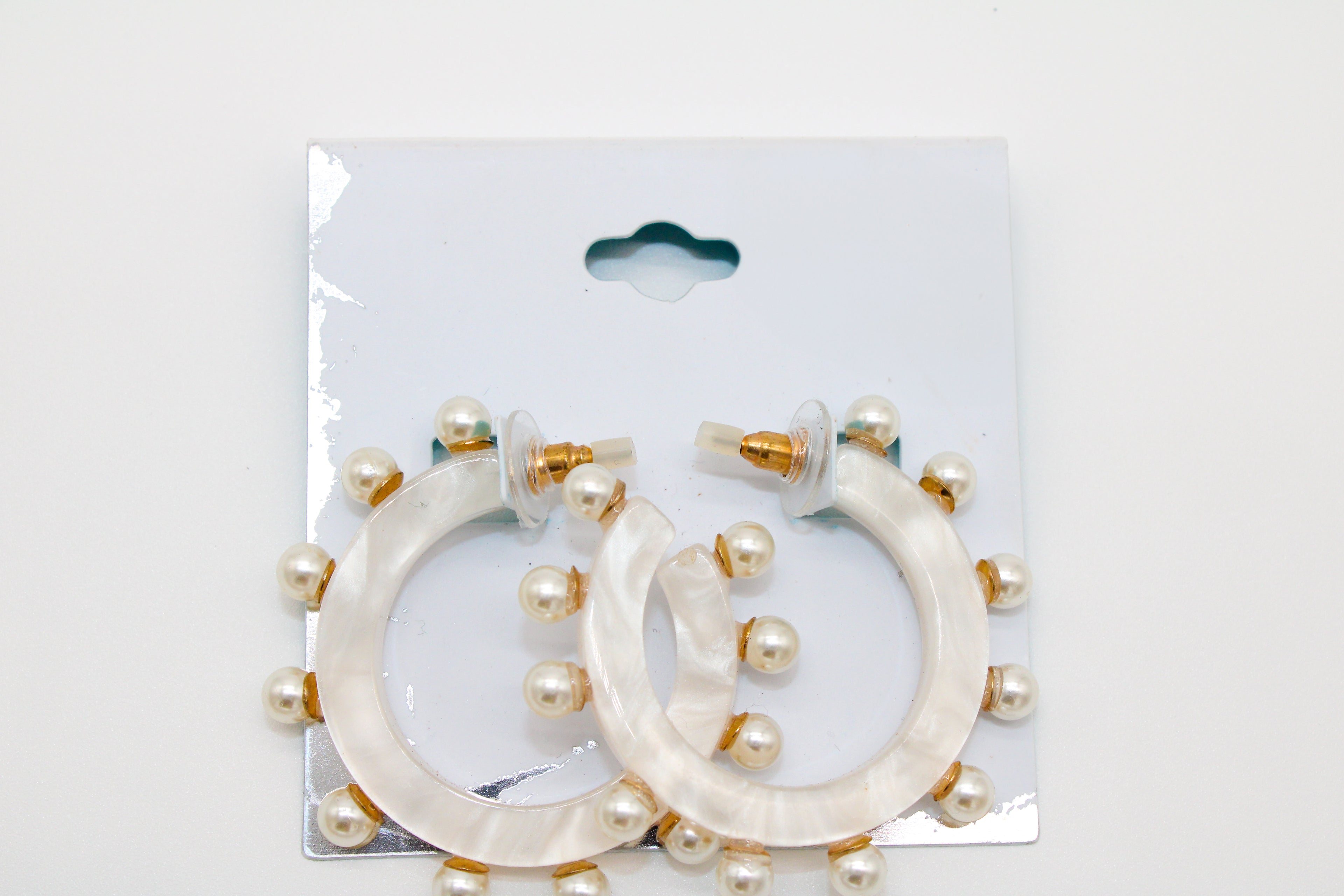 pearl spike -hoop earrings