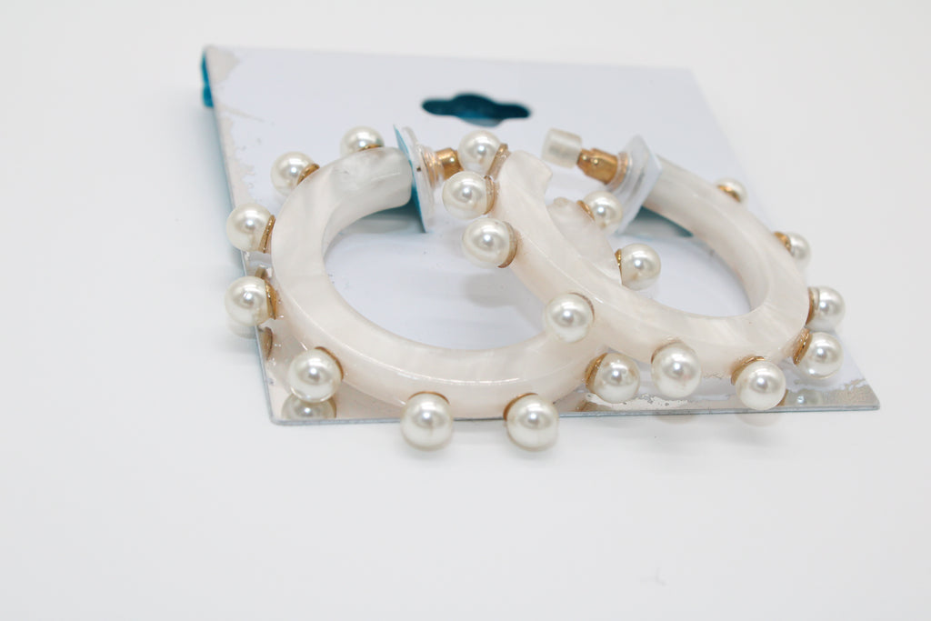 pearl spike -hoop earrings