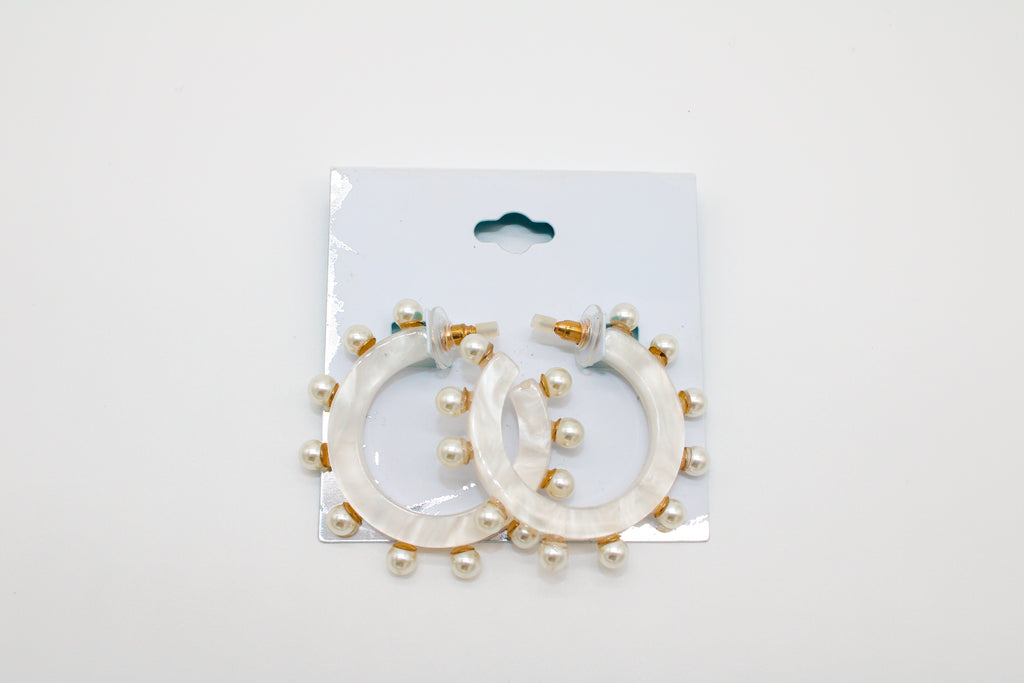 pearl spike -hoop earrings