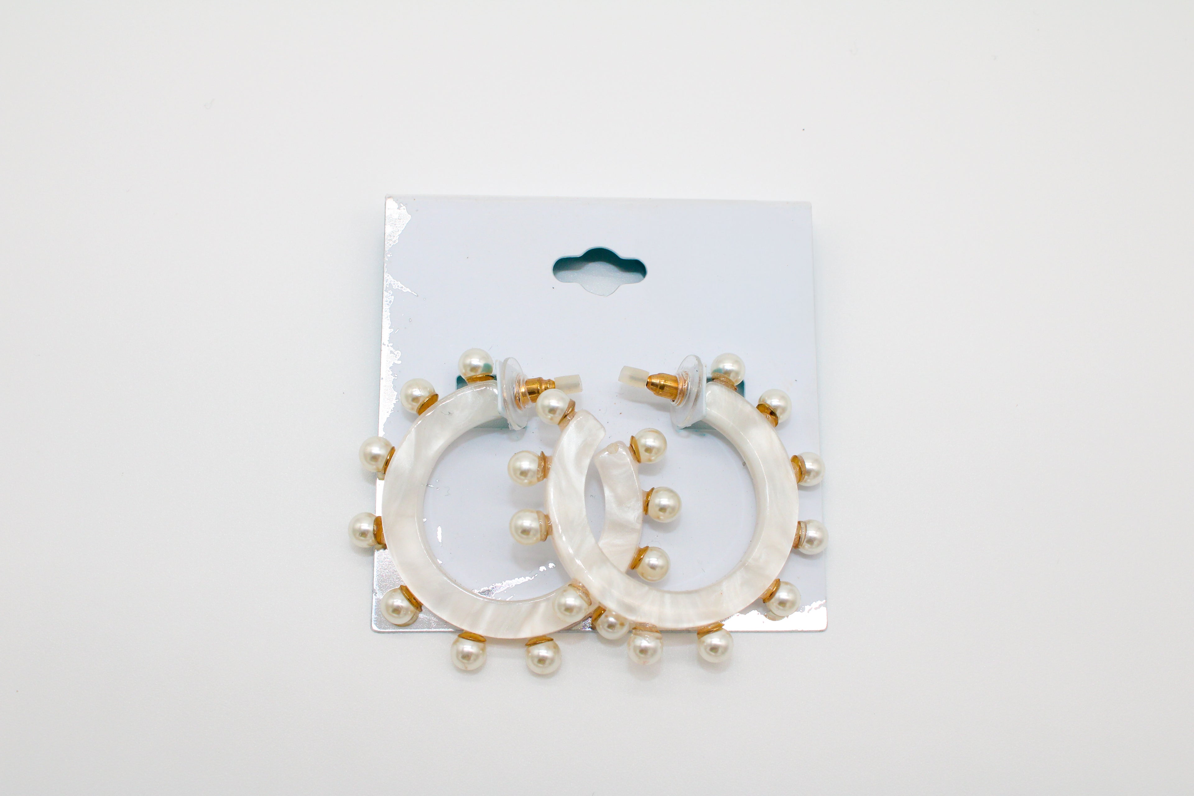 pearl spike -hoop earrings