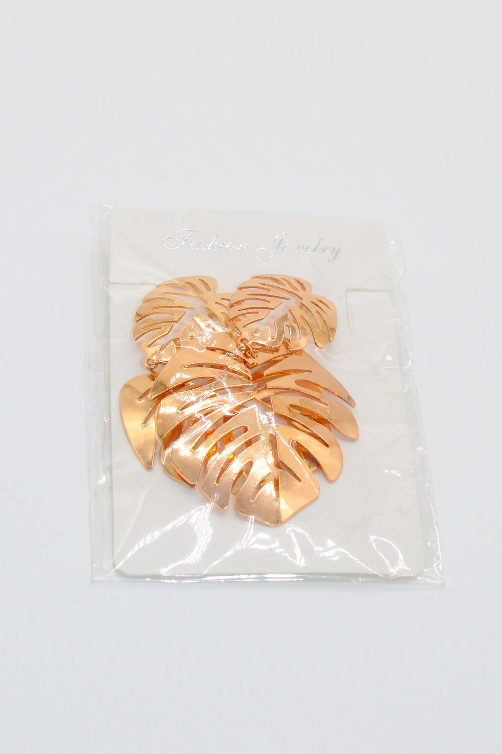 gold palm leaf - earrings