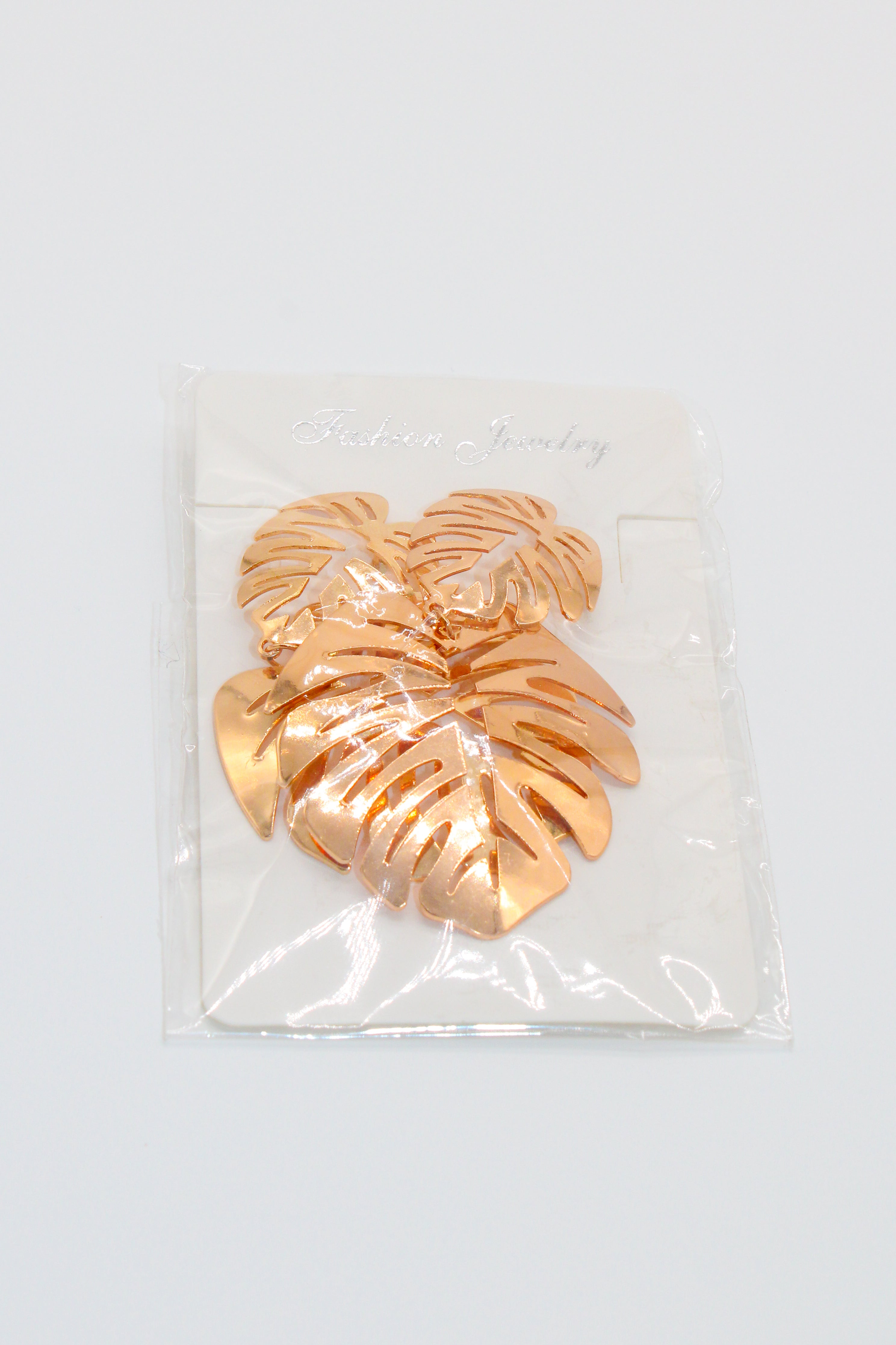 gold palm leaf - earrings