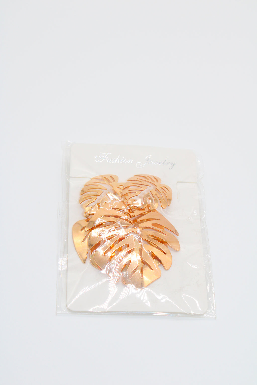 gold palm leaf - earrings