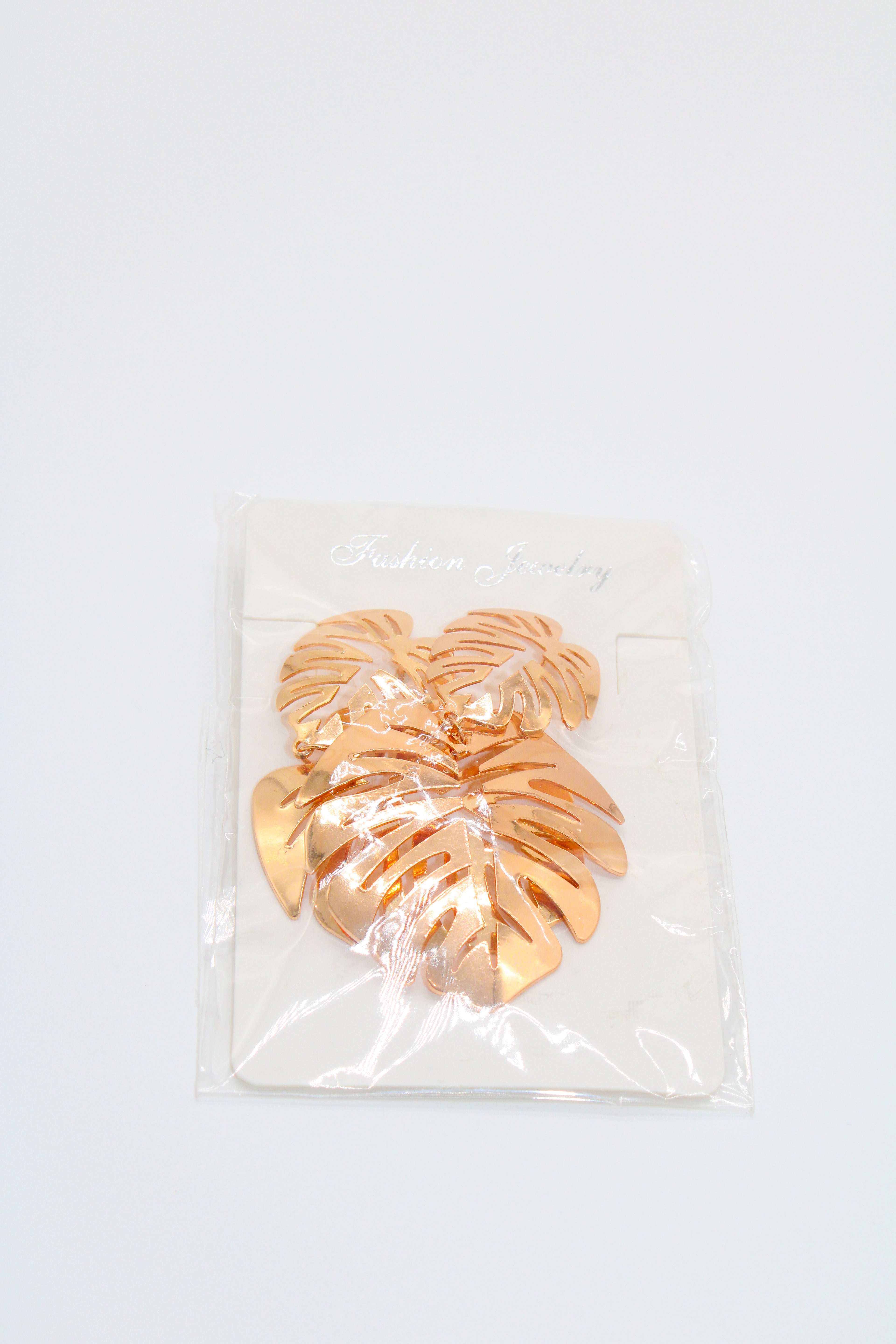 gold palm leaf - earrings