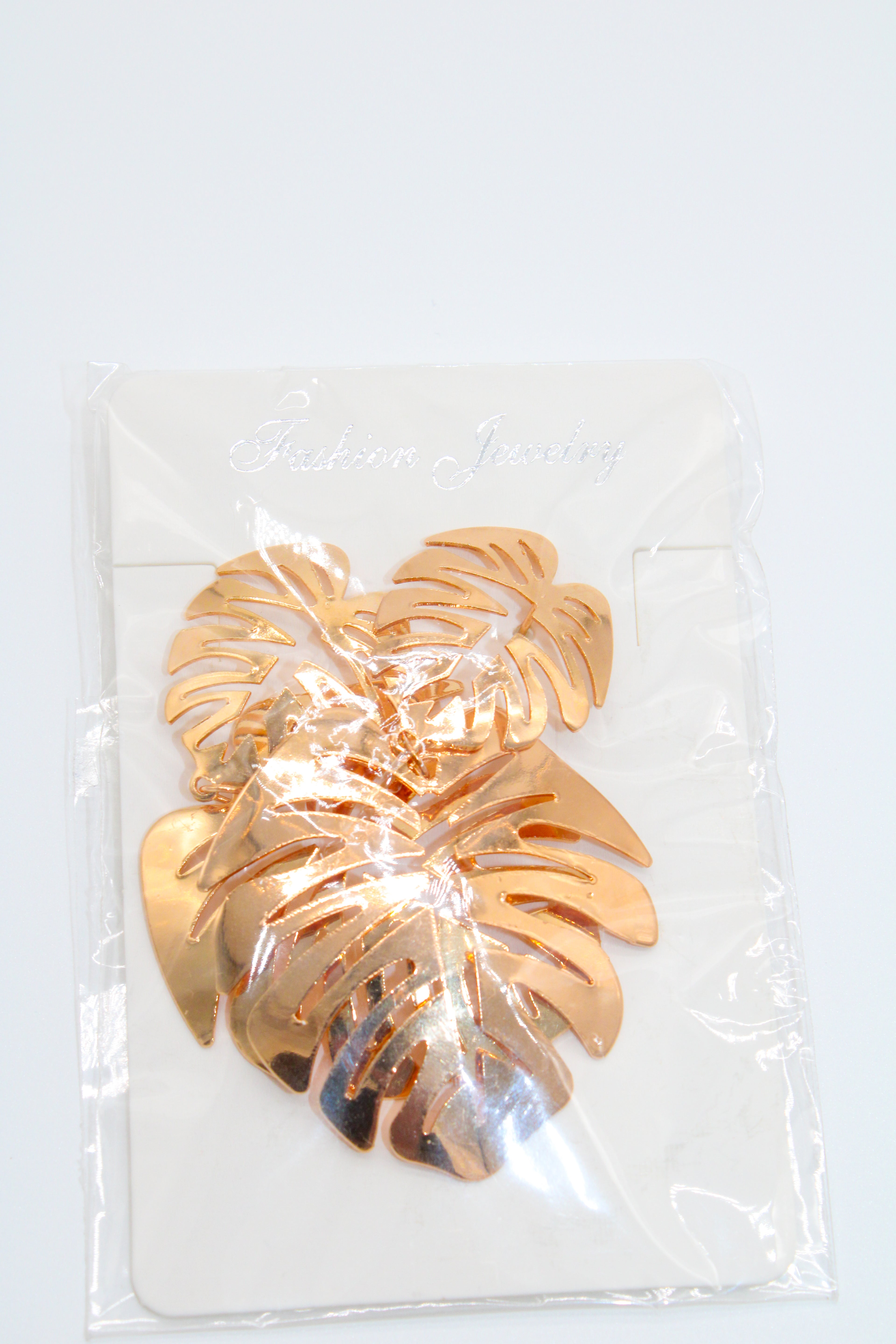 gold palm leaf - earrings