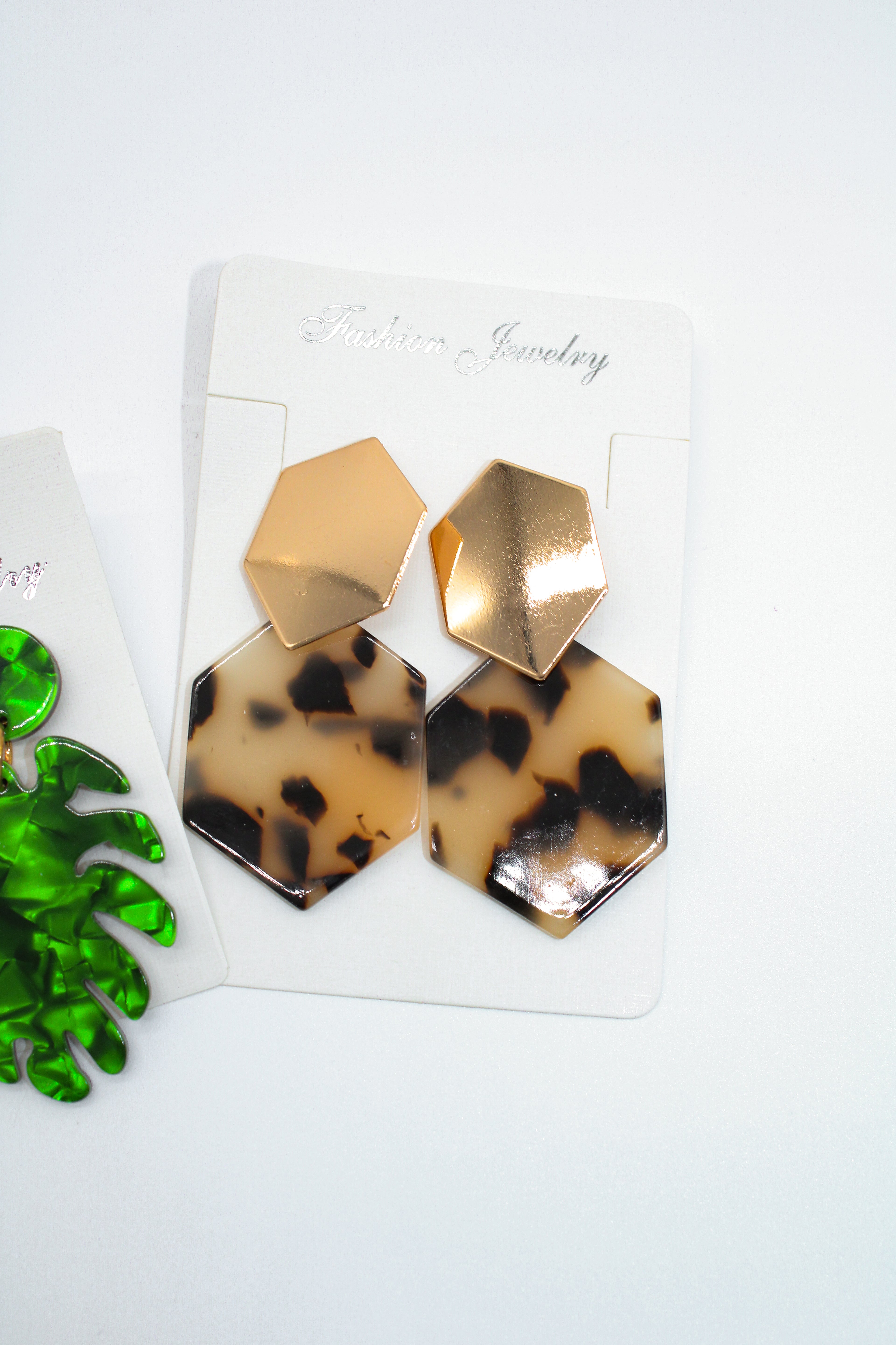 leopard palm leaf - earring set