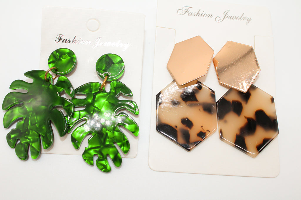 leopard palm leaf - earring set