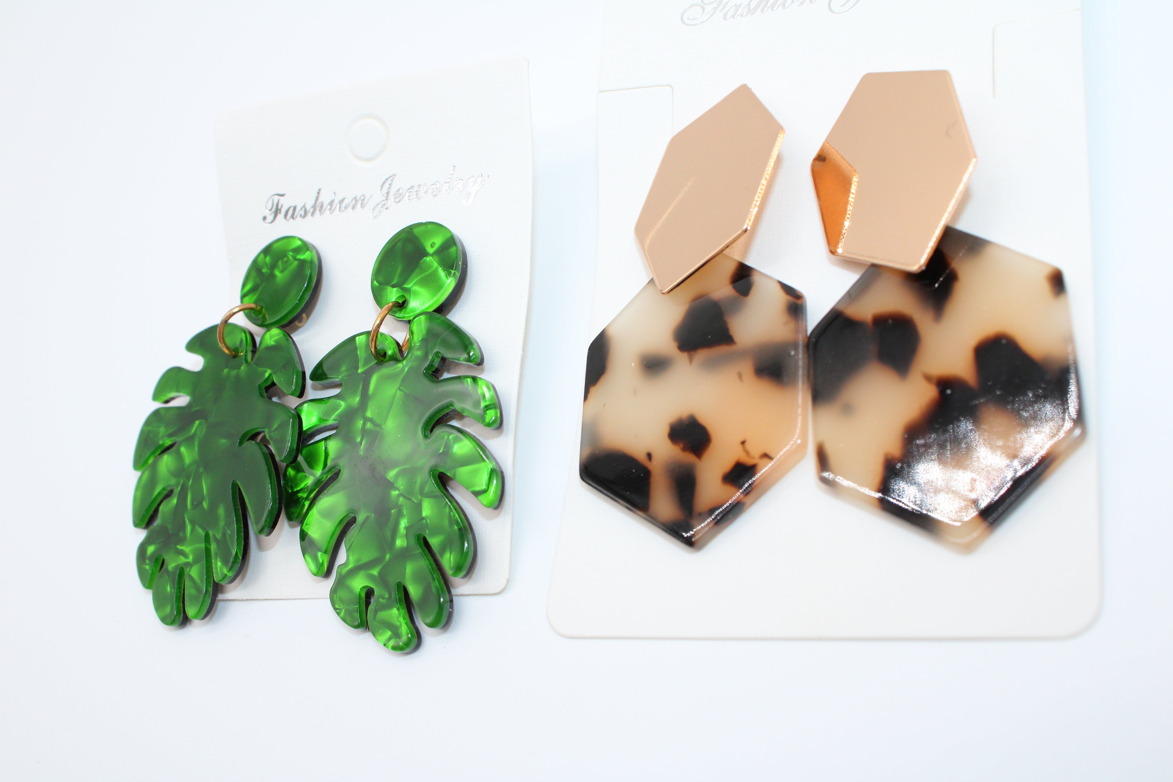 leopard palm leaf - earring set