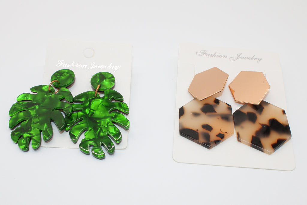 leopard palm leaf - earring set