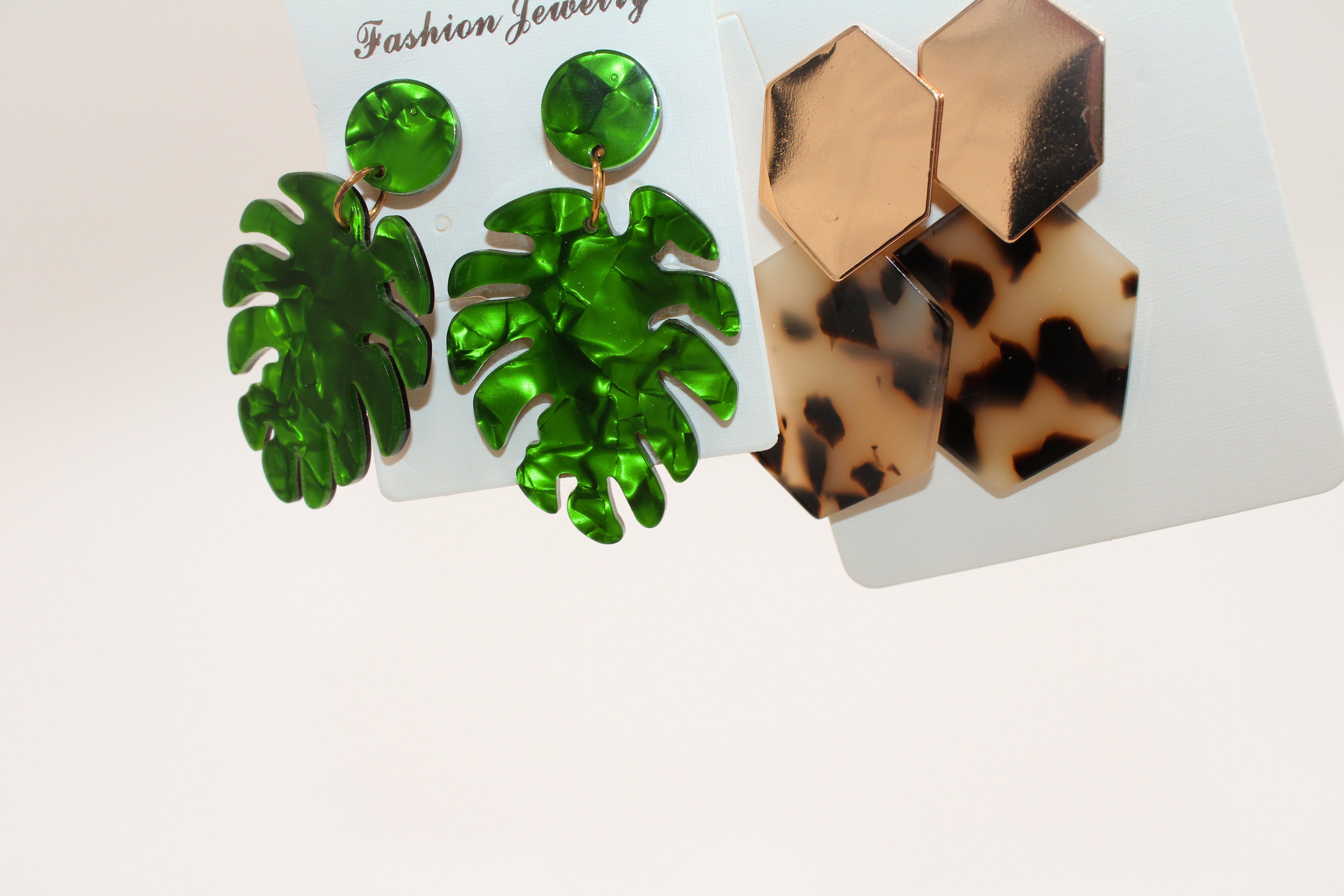 leopard palm leaf - earring set