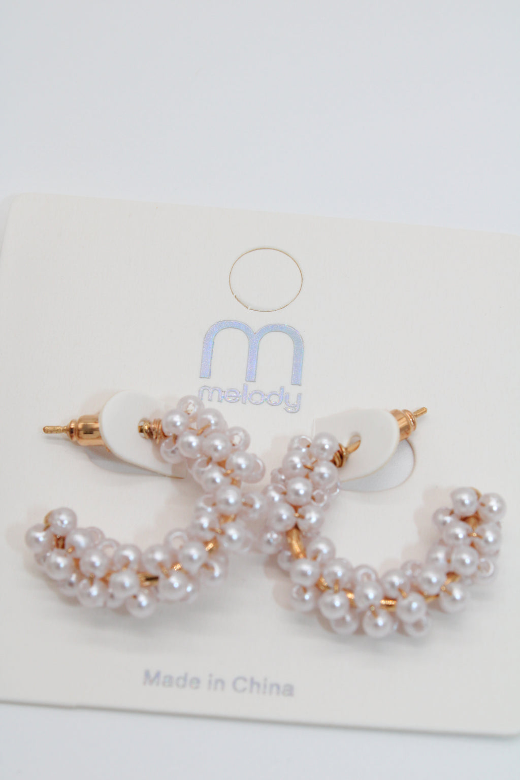 Cream white pearl - earrings set