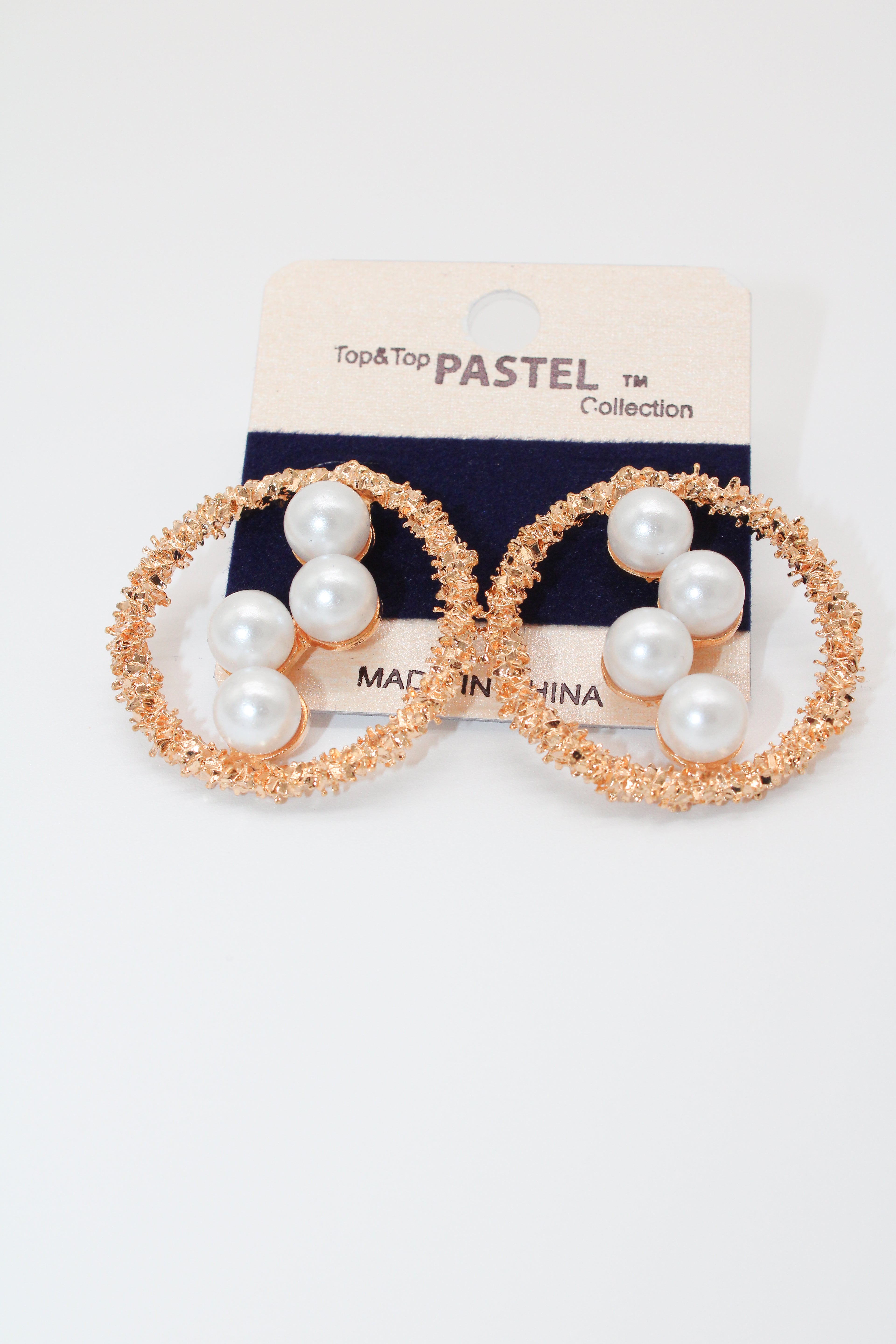 golden pearl halo - earrings