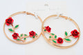 Rose  Vines - Gold Hoops