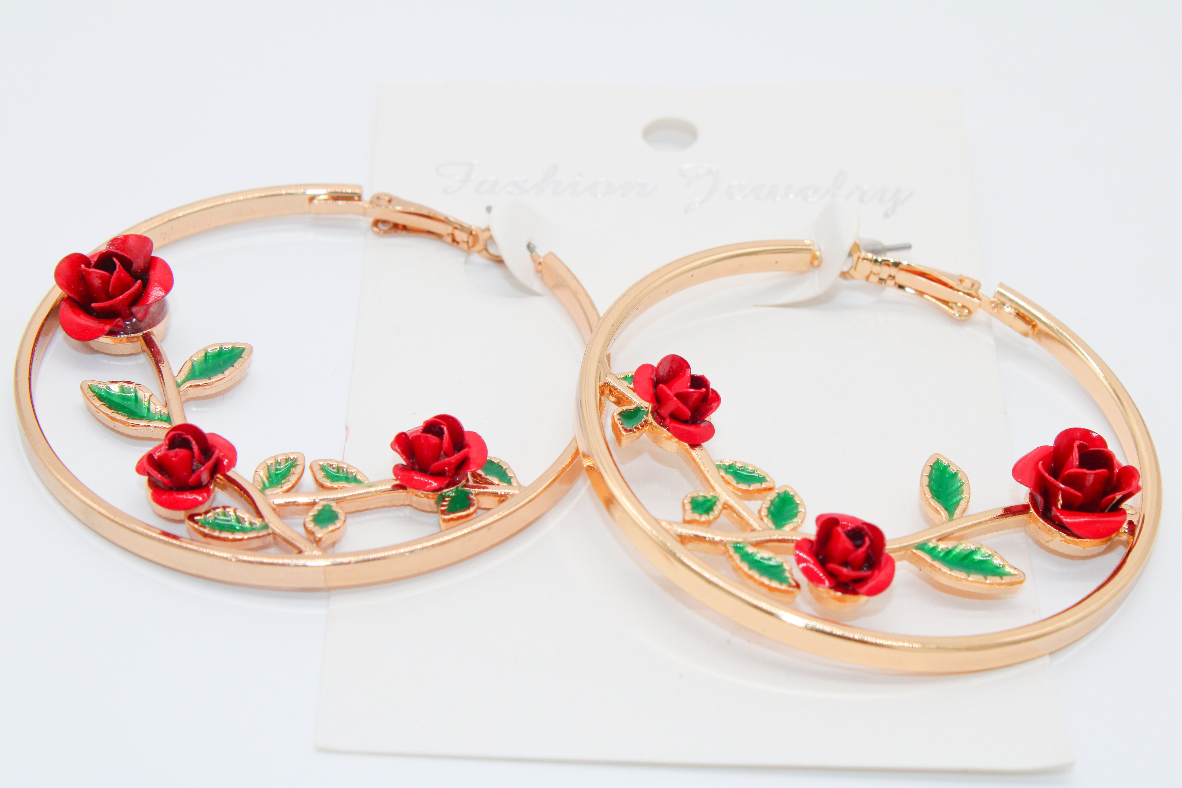 Rose  Vines - Gold Hoops