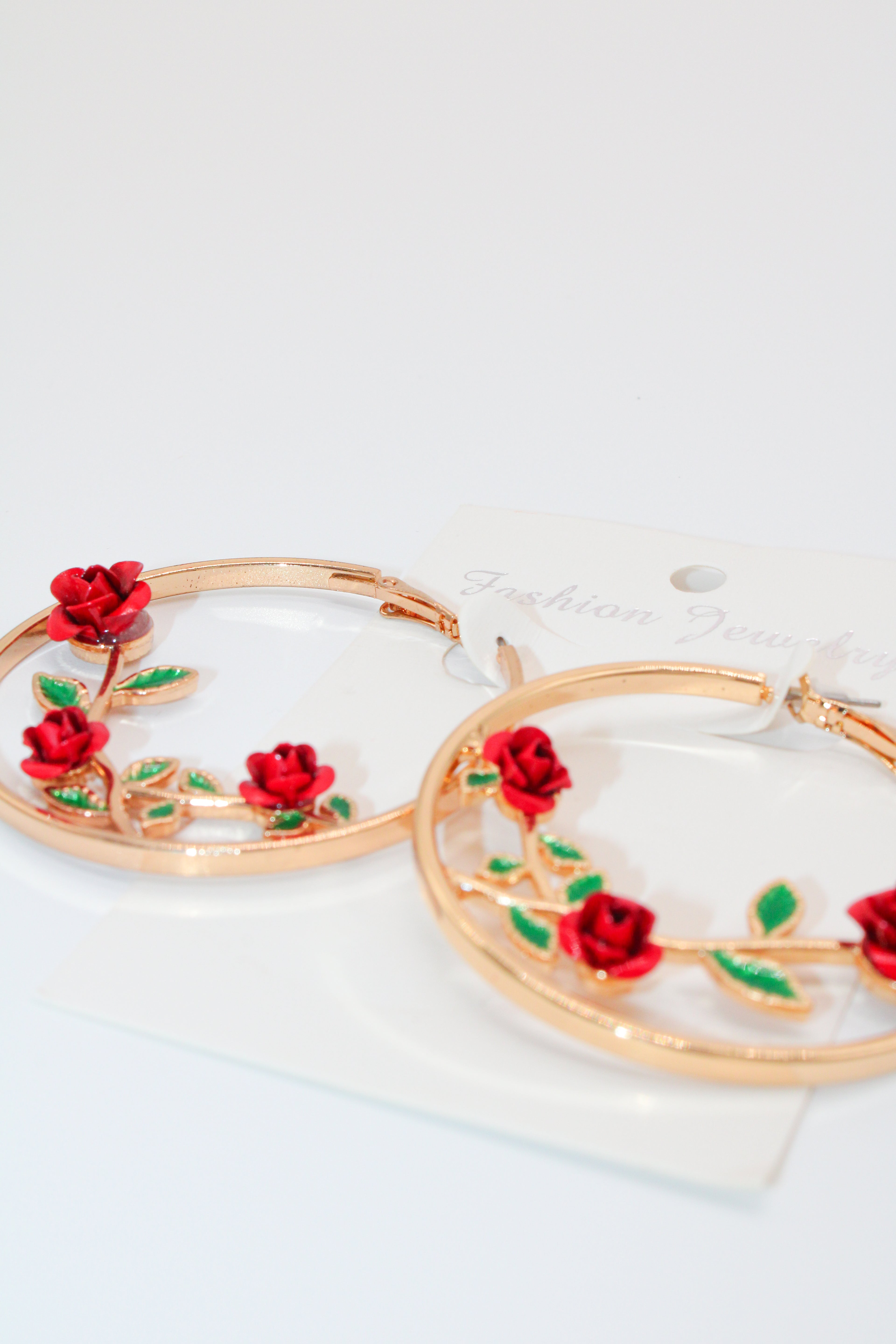 Rose  Vines - Gold Hoops
