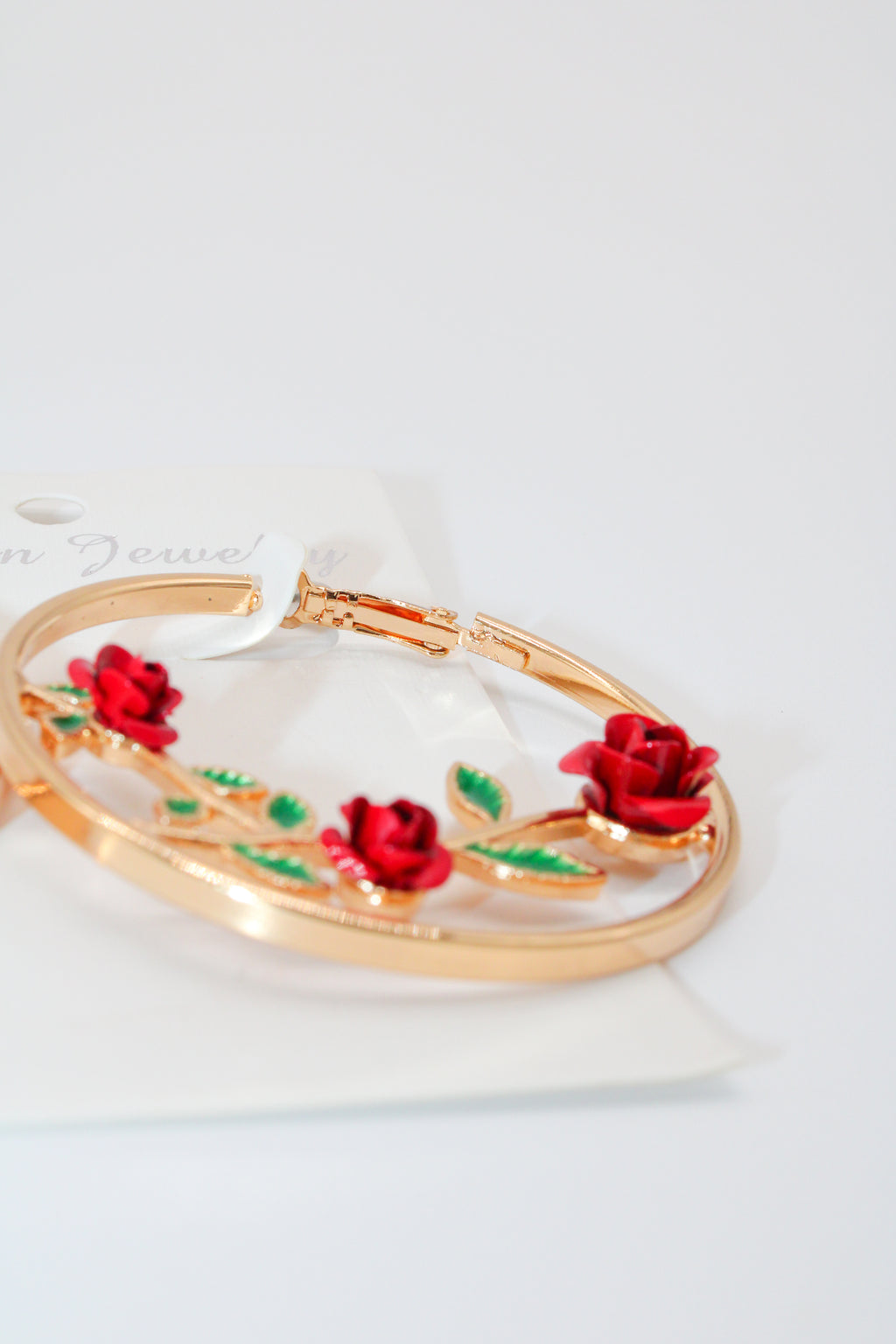 Rose  Vines - Gold Hoops