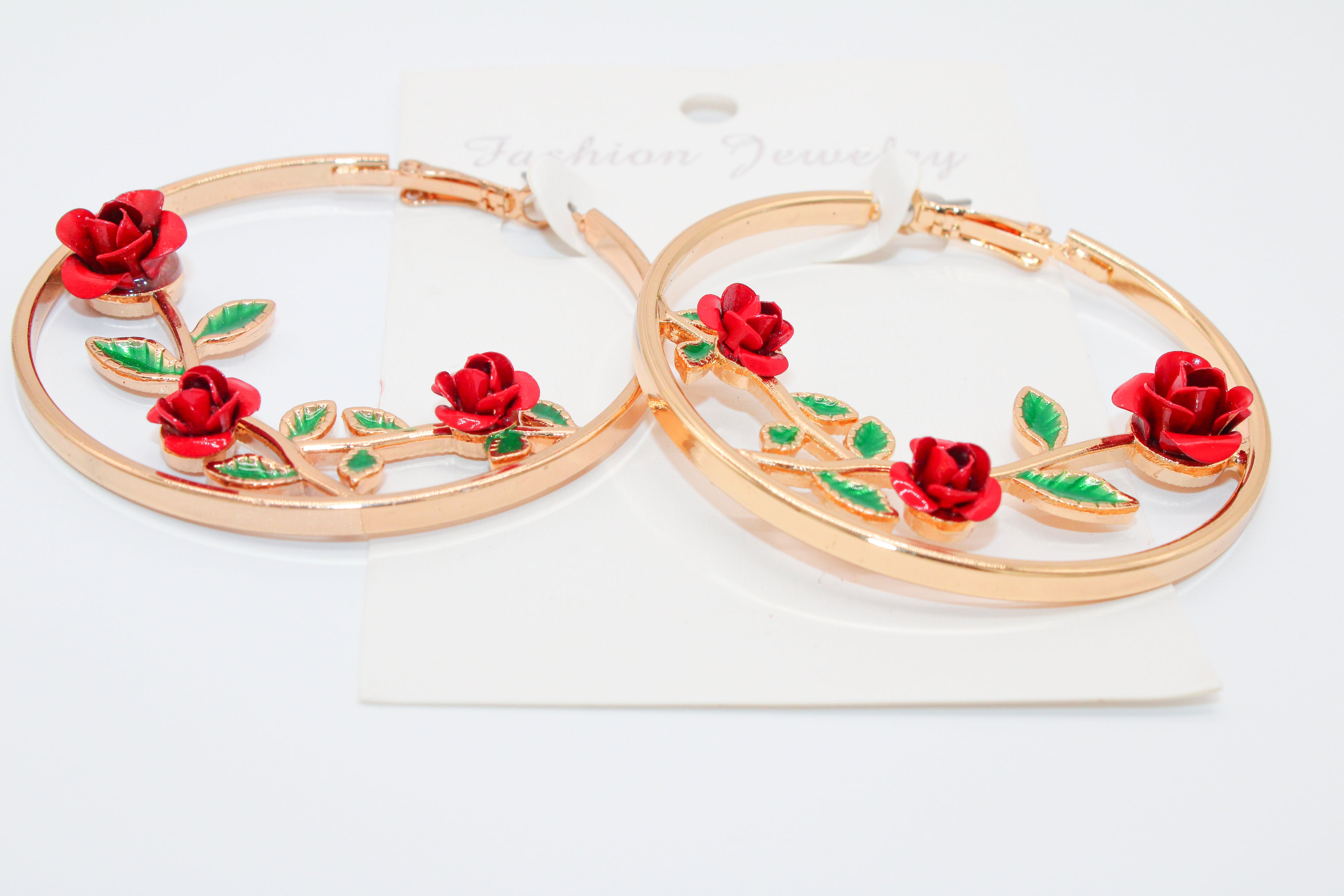 Rose  Vines - Gold Hoops