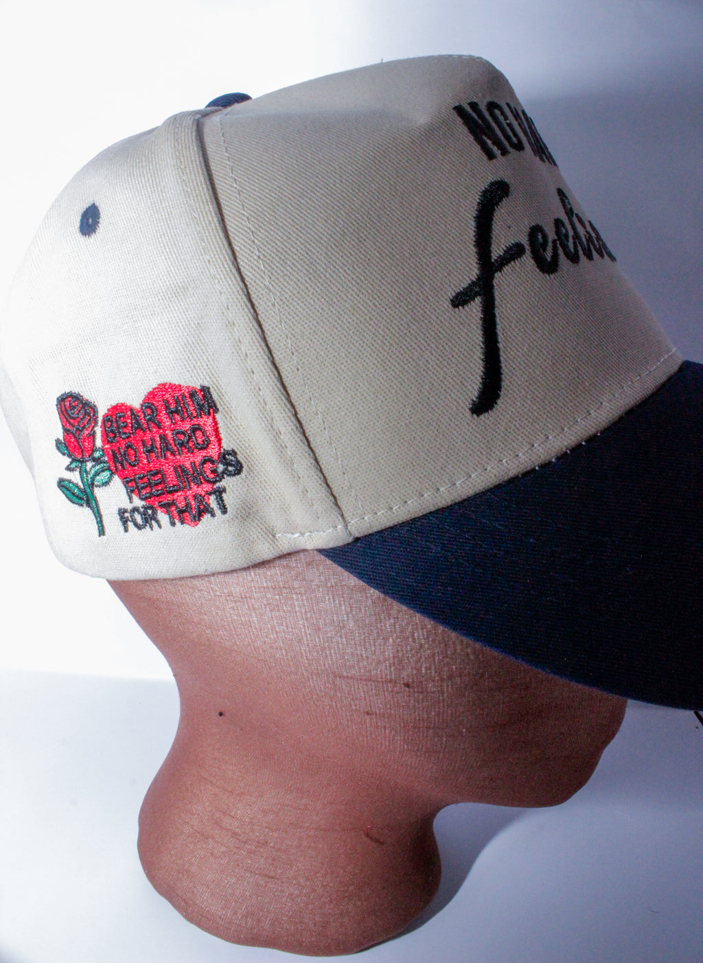 NO HARD FEELINGS (Navy Blue  & Tan ) - SNAPBACK