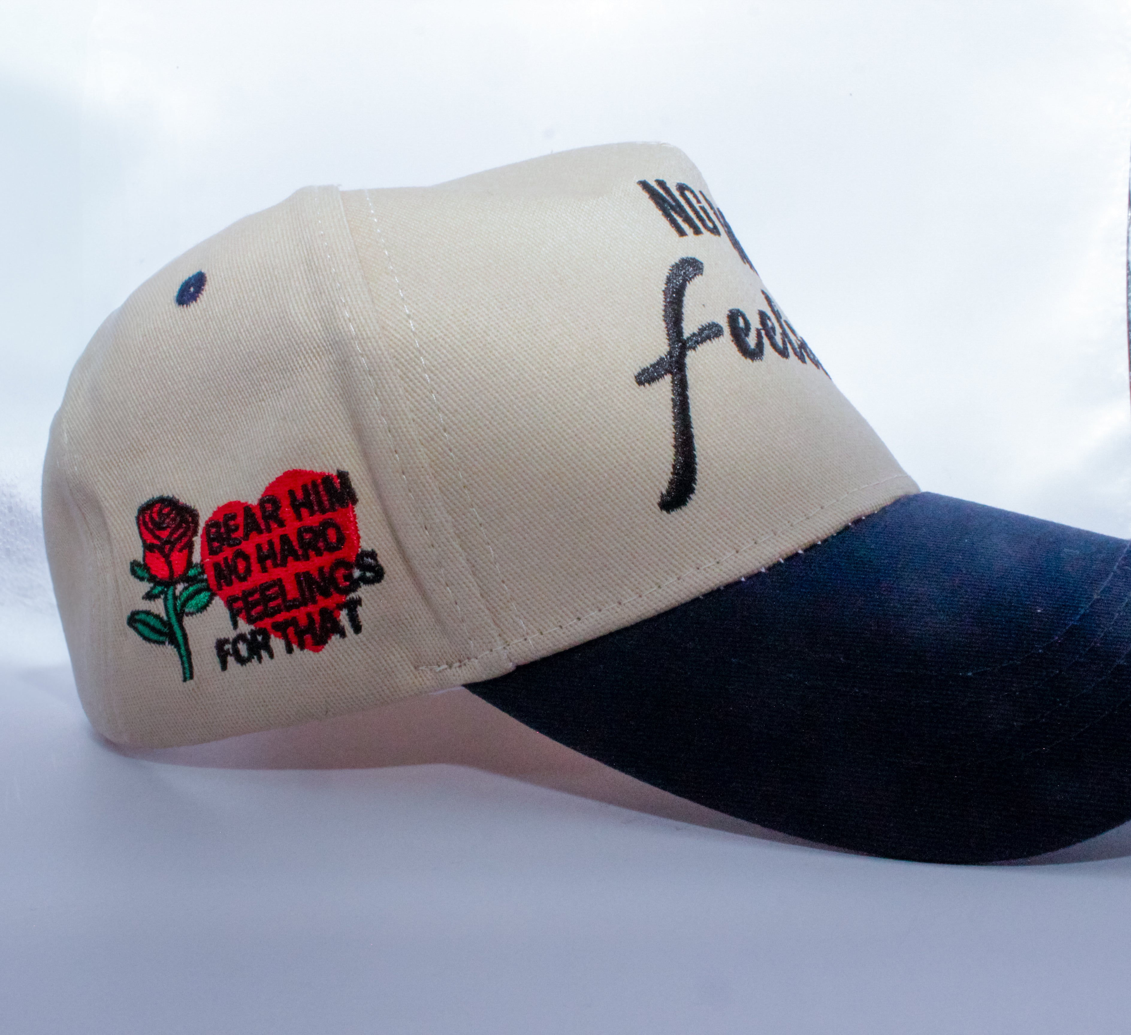 NO HARD FEELINGS (Navy Blue  & Tan ) - SNAPBACK
