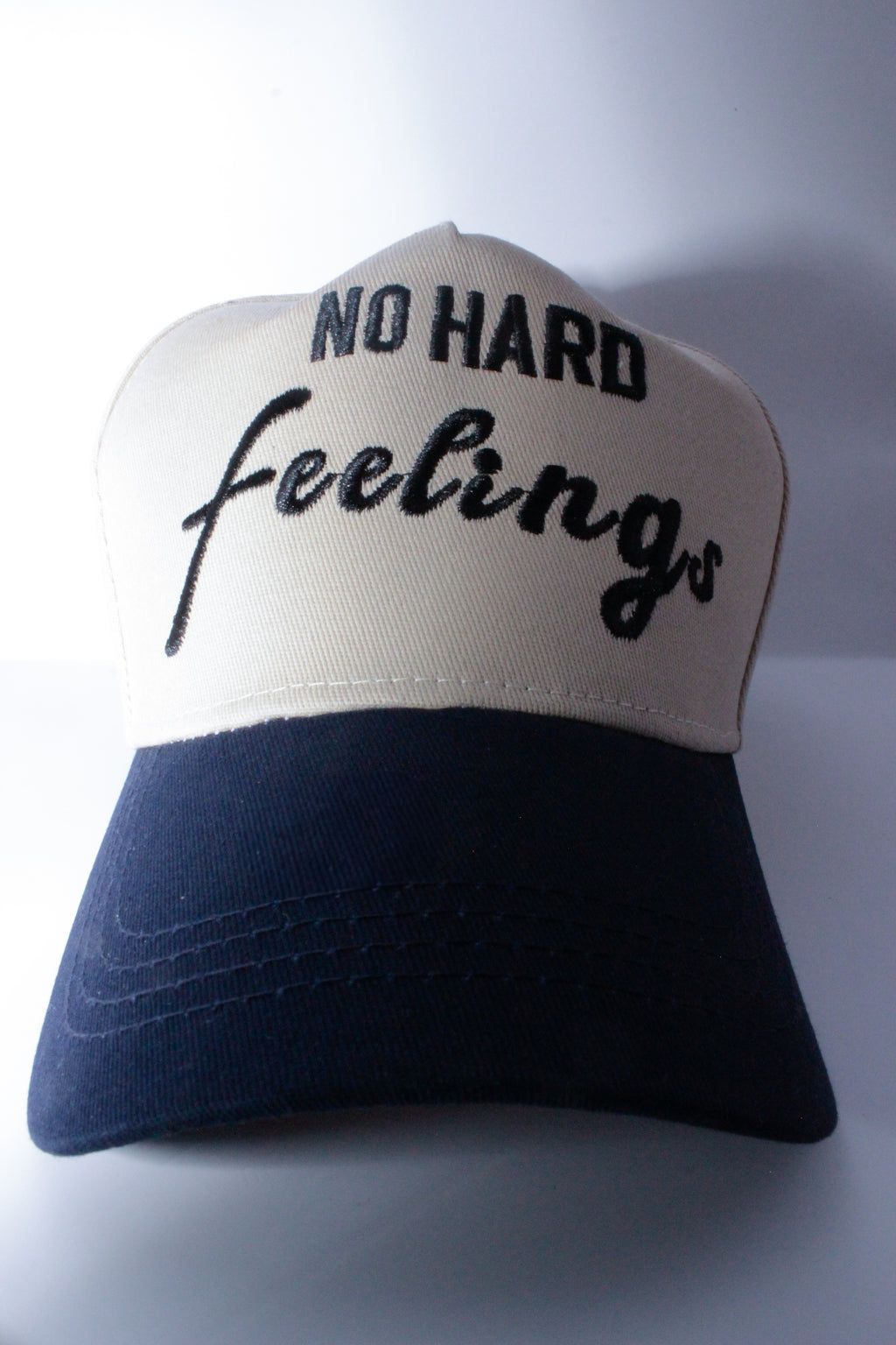 NO HARD FEELINGS (Navy Blue  & Tan ) - SNAPBACK