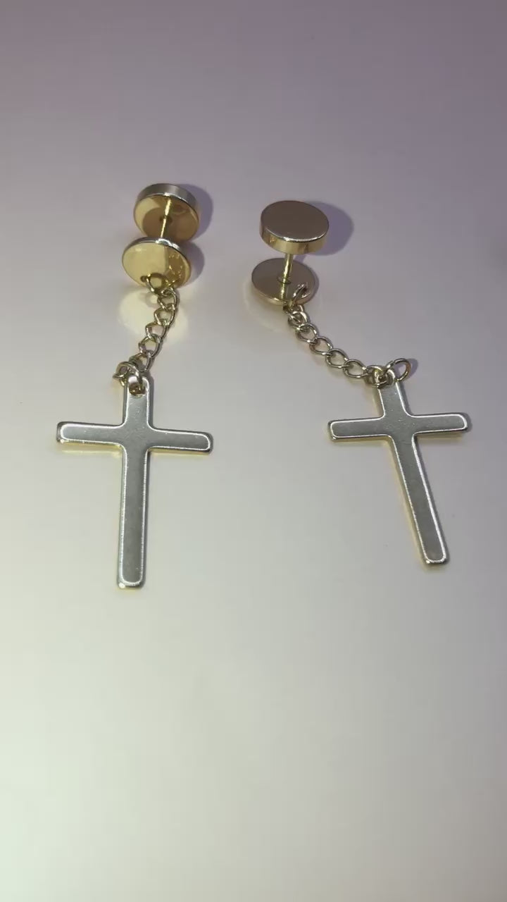 Cross gauge - men’s earrings